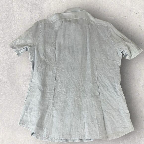 REISS Holiday Slim Fit Linen Button Through Shirt, Light Blue Size, XL NWOT - Picture 3 of 10